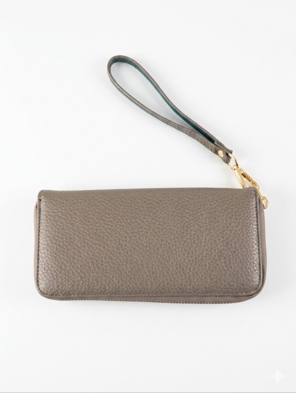 Metallic Taupe Vegan Leather Wristlet Wallet